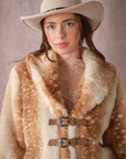 25004J Buckled Deer Print Faux Fur Jacket: DEER FUR / S-M-L (2-2-2)