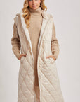 DIAMOND QUIT PUFFER LONG-LINE HOODED VEST: COCO
