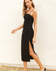 BLK SIDE RUCHED DRESS