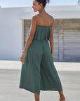 Flowy Strapless Culotte Jumpsuit: Teal