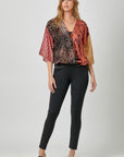 MIX PRINT BURNOUT VELVET TOP