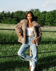 Two Tone Faux Fur Jacket