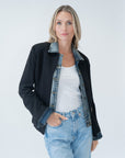 S/F MIXED MEDIA DENIM BLK JACKET