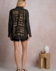 BLACK STRIPED BORA BORA SHIRT/COVER-UP