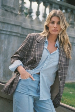 D+J BROWN PLAID BLAZER