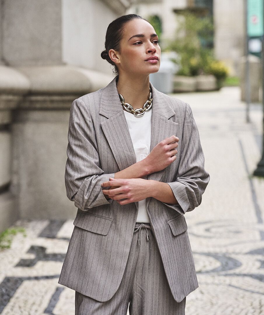 ESQUALO 3/4 SLV HERRINGBONE BLAZER