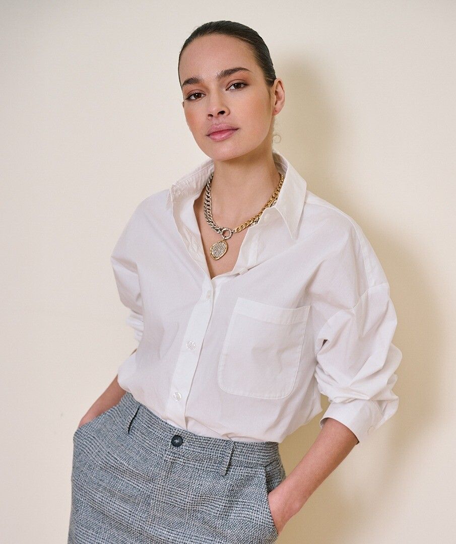 ESQUALO POPLIN BLOUSE W/OVERSIZED POCKET