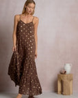 BROWN POLKA DOT MAXI DRESS