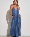 Blue Maxi Dress with Silver Detail