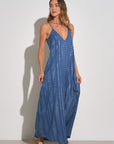 Blue Maxi Dress with Silver Detail