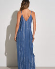 Blue Maxi Dress with Silver Detail