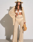 CREAM HOODED CARDIGAN/COVERUP