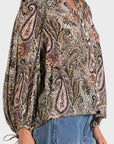 LONG SLV PAISLEY BLOUSE