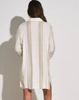 AQUA STRIPE BOYFRIEND SHIRT/COVERUP