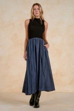 MOCK NECK SLVLESS MAXI DRESS