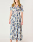 DEX MIXED BLUE V-NECK DRESS