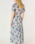 DEX MIXED BLUE V-NECK DRESS