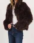 D+J CHOCOLATE FAUX FUR JACKET