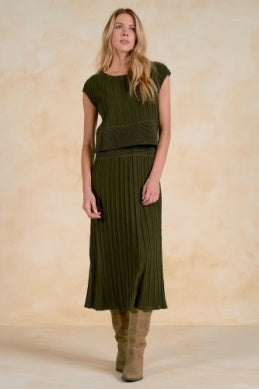 OLIVE CAP SLV KNIT DRESS