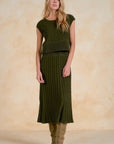 OLIVE CAP SLV KNIT DRESS