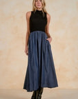 MOCK NECK SLVLESS MAXI DRESS