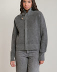 DEX DARK GREY MELANGE ZIP-UP CARDIGAN