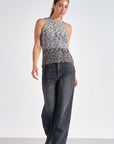 ELAN SLVLESS GREY OMBRE SWEATER