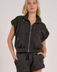 BLACK SLVLESS VEST W/ZIPPER