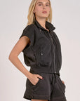 BLACK SLVLESS VEST W/ZIPPER