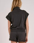 BLACK SLVLESS VEST W/ZIPPER