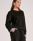 BLK STRIPE MIXED MEDIA TOP