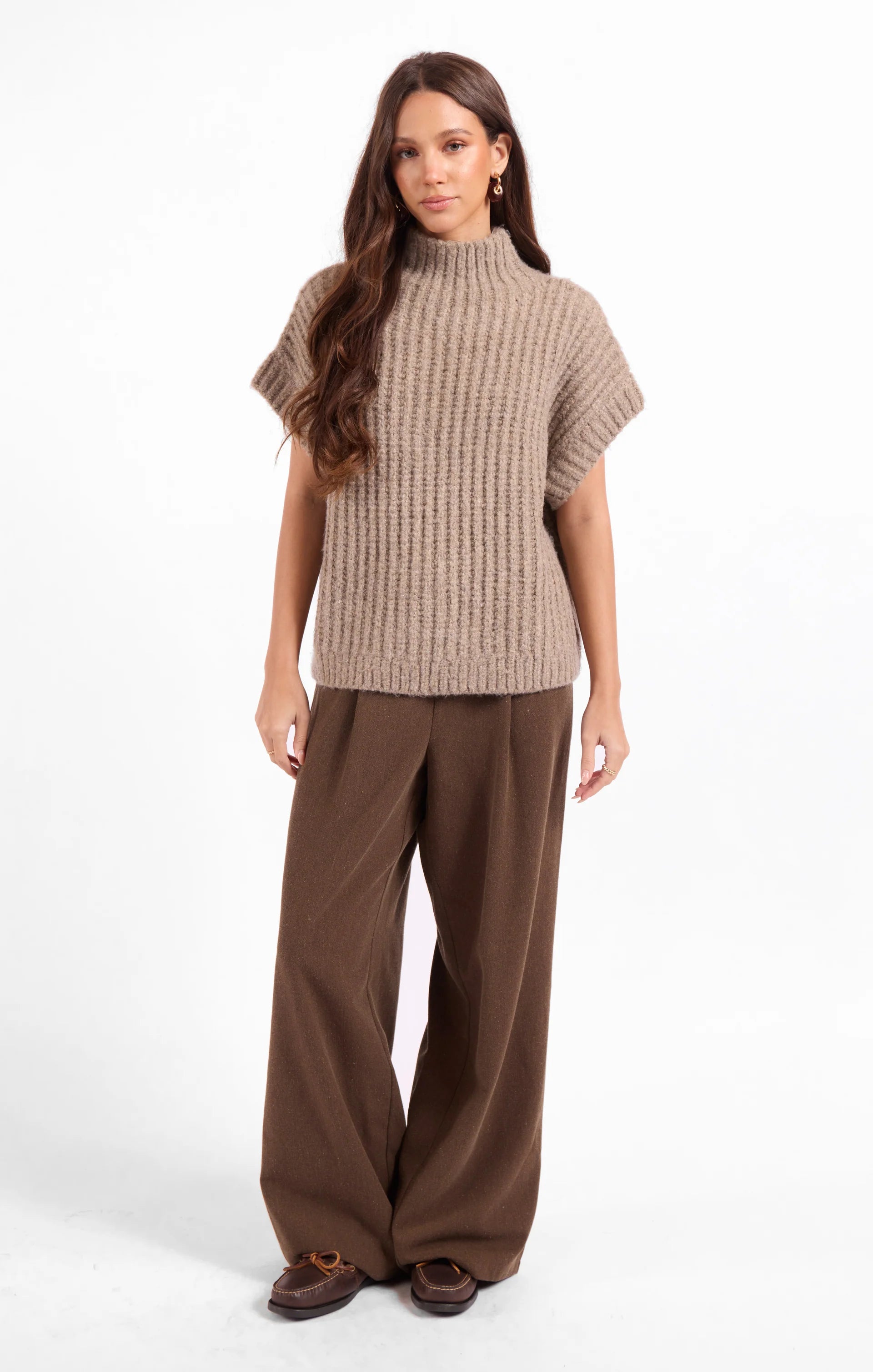 TAUPE GRANGER TURTLENECK SWEATER VEST