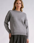 GREY CREWNK RHINESTONE SWEATER