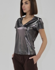 METALLIC CAP SLV TEE
