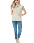 CREAM SLVLESS ZIP UP VEST