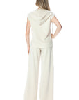 CREAM WIDE LEG W/RAW EDGE PANT