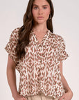 BROWN CASABLACA PRINT TOP