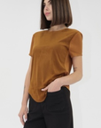 FAUX SUEDE GINGER CAP SLV TEE