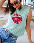 P+T SUNSHINE & TIKI DRINKS MUSCLE TANK