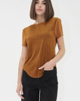 FAUX SUEDE GINGER CAP SLV TEE