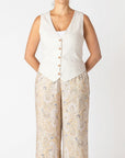 DEX NEUTRAL LINEN SINGLE BREASTED VEST