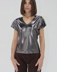 METALLIC CAP SLV TEE