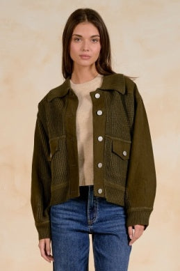 OLIVE MIXED MEDIA JACKET