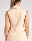 CREAM LONG VEST W/LAPEL