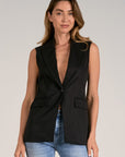 ELAN BLACK SLVLESS VEST W/LAPEL