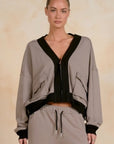 TAUPE WITH BLACK DETAIL JACKET