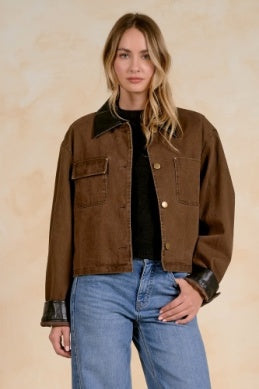 COCOA JACKET W/LEATHER TRIM