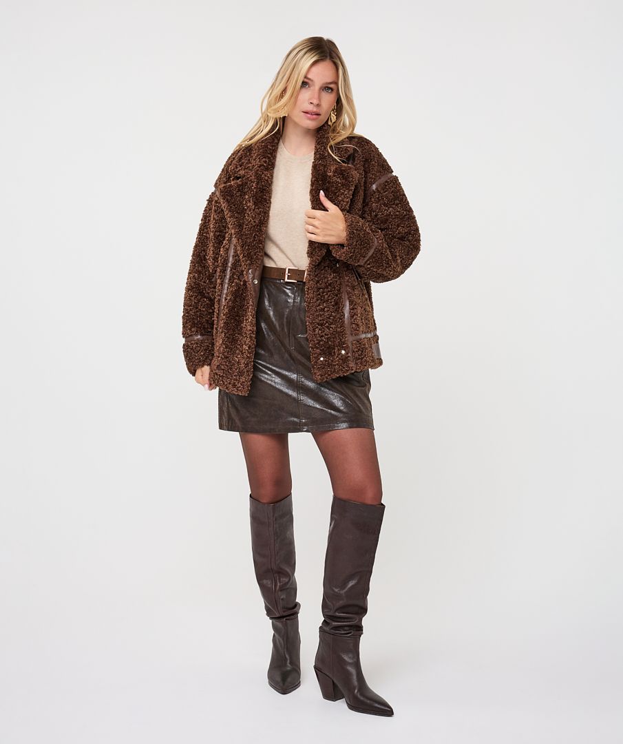 ESQUALO SHEARLING FAUX FUR JACKET