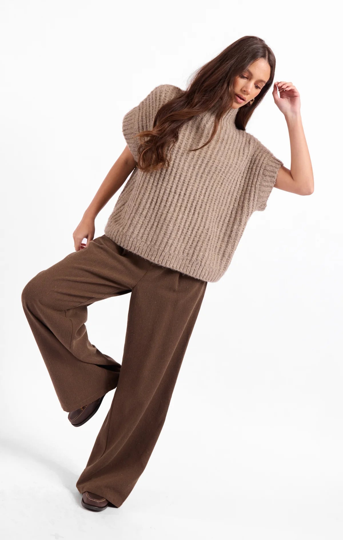 TAUPE GRANGER TURTLENECK SWEATER VEST