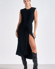ELAN BLACK SLVLESS W/FRONT SLIT DRESS